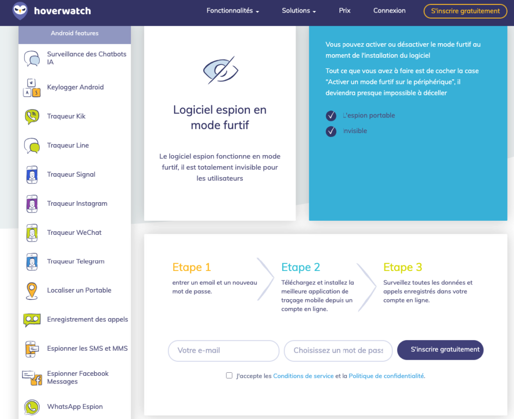 Fonctionnalités Hoverwatch